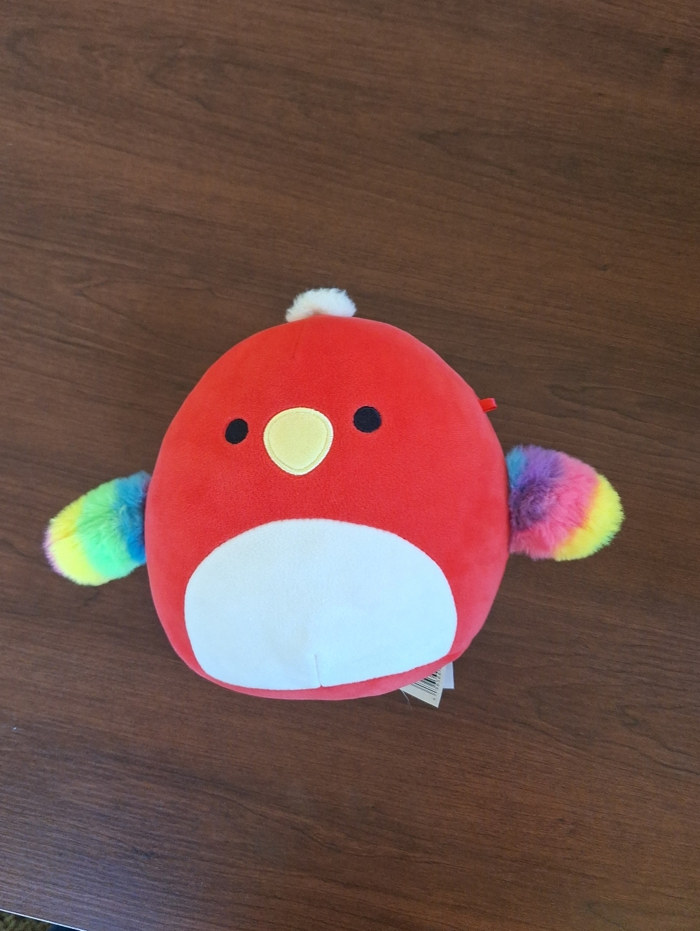 Hugmeez Paco The Parrot Red Plush Bird with Rainbow Wings Tail Collectable 6 "
